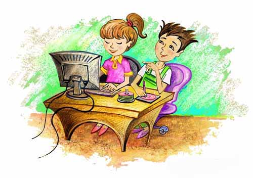 Kids using computer